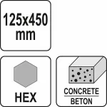 YATO DŁUTO HEX ŁOPATKA 125mm DO BETONU I ASFALTU