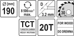 YATO PIŁA TARCZOWA WIDIOWA 190*20*30    60488...
