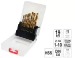 YATO ZESTAW WIERTEŁ DO METALU HSS-TiN 19szt. 1-10mm...