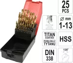 YATO ZESTAW WIERTEŁ DO METALU HSS-TiN 25szt. 1-13mm...