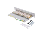 PATCH PANEL 12 PORT 1U 10" KAT.5E FTP Z ORGANIZEREM KABLOWYM EKRANOWANY SZARY LANBERG