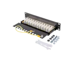 PATCH PANEL 12 PORT 1U 10" KAT.6 FTP Z ORGANIZEREM KABLOWYM EKRANOWANY CZARNY LANBERG
