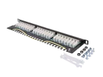 PATCH PANEL 24 PORT 0.5U 19" KAT.5E FTP Z ORGANIZEREM KABLOWYM EKRANOWANY CZARNY LANBERG