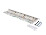 PATCH PANEL 24 PORT 0.5U 19" KAT.6 FTP Z ORGANIZEREM KABLOWYM EKRANOWANY SZARY LANBERG
