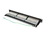 PATCH PANEL 24 PORT 1U 19" KAT.5E FTP Z ORGANIZEREM KABLOWYM EKRANOWANY CZARNY LANBERG