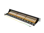 PATCH PANEL 24 PORT 1U 19" KAT.7 FTP Z ORGANIZEREM KABLOWYM EKRANOWANY CZARNY LANBERG