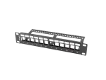 PATCH PANEL PUSTY 12 PORT 1U 10" Z ORGANIZEREM DO MODUŁÓW KEYSTONE CZARNY LANBERG