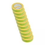 Zestaw 10 taśm izolacyjnych, żółto/zielona,grubość 0,13 mm, szerokość 15 mm, długość 10 m