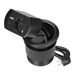Gniazdo wpuszczane w blat z ładowarką USB, przepustem kablowym, i przewodem 1,4 m, 1x2P+Z (Schuko), 2xUSB (typ A+C; PD20W), czarne
