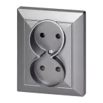 Gniazdo podwójne p/t 2x2P Pearl, 16A, 250V, PT-5 P, antracyt