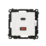 Simon 55 WMDS-0041L2-111 Ładowarka USB typu C+A Quick Charge 5/9/12V (moduł), 3.1 A, 5V DC, 230V; Biały mat Koniec produkcji zamiennik: TEC2CAQ.01/111