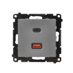 Simon 55 WMDS-0041L2-116 Ładowarka USB typu C+A Quick Charge 5/9/12V (moduł), 3.1 A, 5V DC, 230V; Grafitowy mat Koniec produkcji zamiennik: TEC2CAQ.01/116