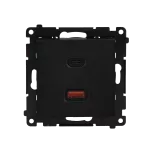 Simon 55 WMDS-0041L2-149 Ładowarka USB typu C+A Quick Charge 5/9/12V (moduł), 3.1 A, 5V DC, 230V; Czarny mat Koniec produkcji zamiennik: TEC2CAQ.01/149