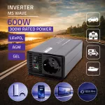 Qoltec Przetwornica napięcia MS Wave | 12V na 230V | 300/600W | USB | Kompatybilna z LiFePO4 GEL AGM 