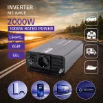 Qoltec Przetwornica napięcia MS Wave | 12V na 230V | 1000/2000W | USB | Kompatybilna z LiFePO4 GEL AGM