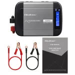 Qoltec Przetwornica napięcia Pure Sine Wave | 12V na 230V | 300/600W | LCD | USB | USB-C | Kompatybilna z LiFePO4 GEL AGM