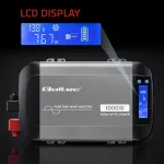 Qoltec Przetwornica napięcia Pure Sine Wave | 12V na 230V | 500/1000W | LCD | USB | USB-C | Kompatibilność z LiFePo4 GEL AGM 