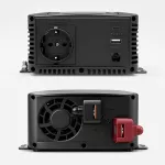 Qoltec Przetwornica napięcia Pure Sine Wave | 12V na 230V | 500/1000W | LCD | USB | USB-C | Kompatibilność z LiFePo4 GEL AGM 