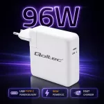 Qoltec Ładowarka Super Fast Power Delivery 96W | USB-C 3.0 | 5-20V | 3-4.8A | Laptop | Mcbook | Smartfon