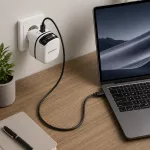 Qoltec Ładowarka sieciowa GaN Super Fast 65W | USB-C PD PPS | 5-20V | 3-3.25A | Laptop | MacBook | Smartfon | wysuwany kabel