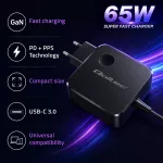 Qoltec Ładowarka sieciowa GaN Super Fast 65W | USB-C PD PPS | 5-21V | 3-3.25A | Laptop | MacBook | Smartfon | kabel 1.8m