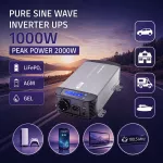 Qoltec Przetwornica napięcia Pure Sine Wave | 12V na 230V | 1000/2000W | UPS BYPASS | LCD | USB | USB-C | Kompatybilna z LiFePO4 GEL AGM