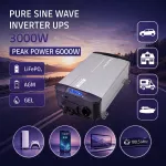 Qoltec Przetwornica napięcia Pure Sine Wave | 12V na 230V | 3000/6000W | UPS BYPASS | LCD | USB | USB-C | Kompatybilna z LiFePO4 GEL AGM