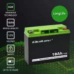 Qoltec Akumulator AGM | 12V | 18Ah | Bezobsługowy | Wydajny | LongLife | do UPS, skutera