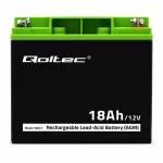 Qoltec Akumulator AGM | 12V | 18Ah | Bezobsługowy | Wydajny | LongLife | do UPS, skutera