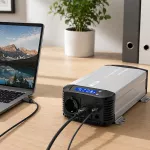 Qoltec Przetwornica napięcia Pure Sine Wave | 12V na 230V | 1000/2000W | UPS BYPASS | LCD | USB | USB-C | Kompatybilna z LiFePO4 GEL AGM