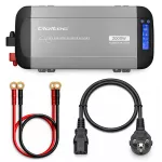 Qoltec Przetwornica napięcia Pure Sine Wave | 12V na 230V | 1000/2000W | UPS BYPASS | LCD | USB | USB-C | Kompatybilna z LiFePO4 GEL AGM