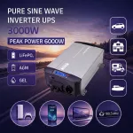 Qoltec Przetwornica napięcia Pure Sine Wave | 12V na 230V | 3000/6000W | UPS BYPASS | LCD | USB | USB-C | Kompatybilna z LiFePO4 GEL AGM