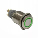 WŁĄCZNIK LED 12V BI SREBRNY + GREEN