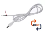 Wtyk DC 5.5x2.1 przewód biały 150cm       22awg z blokadą