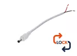 Wtyk DC 5.5x2.1 przewód biały 15cm 22awg  z blokadą