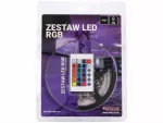 Zestaw LED RGB 72W 300LED | Pilot 24-key IR | IP20 | Kompletny zestaw z 5-metrową taśmą LED RGB i pilotem 24-key IR. Idealny do sypialni, salonu i biura.