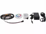 Zestaw LED RGB 36W 150LED | Pilot okrągły RF biały | Zestaw z 5-metrową taśmą LED RGB i białym pilotem RF. Estetyczny, niezawodny i łatwy w obsłudze.