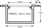 Profil led PCV Fuga 16x11 2m czarny ML