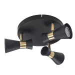 Surface-mounted ceiling light Eufo Triplex GU10 Max. 8W Black Gold