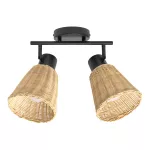 Spotlights series Nature Double E27 Black Natural rattan