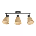 Spotlights series Nature Triplex E27 Black Natural rattan
