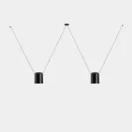 Pendant Attic 2 bodies Rectangular Shape 2200mm E27 2 x Max. 15W Black 1537lm