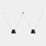 Pendant Attic 2 bodies Conic Shape 2200mm E27 2 x Max. 15W Black 1832lm