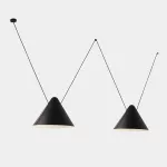 Pendant Super Attic 2 bodies Conic Shape 2250mm Side E27 2 x Max. 15W Black 1832lm