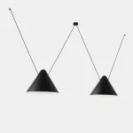 Pendant Super Attic 2 bodies Conic Shape 1250mm E27 2 x Max. 15W Black 1832lm
