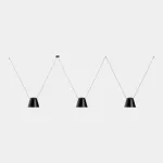Pendant Attic 3 bodies Conic Shape 2200mm E27 3 x Max. 15W Black 2748lm