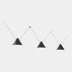 Pendant Super Attic 3 bodies Conic Shape 2250mm E27 3 x Max. 15W Black 2748lm