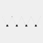 Pendant Attic 4 bodies Conic Shape 2200mm E27 4 x Max. 15W Black 3664lm