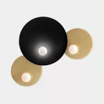 Surface-mounted wall light Trip triple ø300mm / ø460mm / ø300mm E14 3 x Max. 9W Black/Matt gold 621lm
