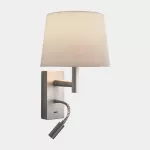 Surface-mounted wall light Metrica Shade Extend Reader LED+E27 2,3W + Max.15W 2700K ON-OFF Satin nickel 137lm